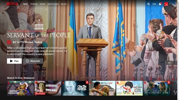 The series “Servant of the People” took second place in the Netflix rankings