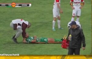 In Bulgaria, a football player fell off a stretcher to pass the time